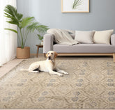 9x12 Gray, Taupe, Slate Color Hand Knotted Tibetan Wool Transitional Oriental Rug