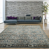8x10 Aqua, Taupe, Brown Color Hand Knotted Tibetan Wool Traditional Oriental Rug
