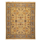 8x10 Gold, Blue, Tan Color Hand Knotted Soumak Wool Traditional Oriental Rug