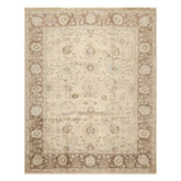 8x10 Beige, Mocha, Aqua Color Hand Knotted Oushak Wool Traditional Oriental Rug