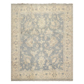 8x10 Slate, Blue, Ivory Color Hand Knotted Oushak Wool Traditional Oriental Rug