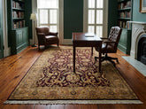 6x9 Maroon, Gold, Sage Color Hand Knotted Agra New Zealand Wool Traditional Oriental Rug