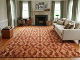 10x14 Rust, Burnt Orange, Pistachio Color Hand Knotted Tibetan Wool & Bamboo Silk Transitional Oriental Rug