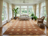 10x14 Mocha, Gold, Beige Color Hand Knotted Tibetan Wool & Bamboo Silk Transitional Oriental Rug