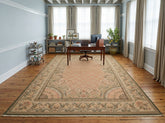 9x13 Blush, Sage, Tan Color Hand Knotted Soumak Wool Traditional Oriental Rug