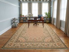 9x13 Blush, Sage, Tan Color Hand Knotted Soumak Wool Traditional Oriental Rug