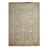 9x12 Gray, Ivory, taupe Color Hand Knotted Oushak New Zealand Wool Transitional Oriental Rug
