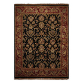 9x12 Charcoal, Rose, Sage Color Hand Knotted Agra wool Traditional Oriental Rug