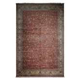 12x18 Rose, Ivory, Blue Color Hand Knotted Kashan wool Traditional Oriental Rug