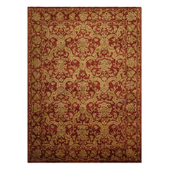 9x12 Burnt Orange, Gold, Olive Color Hand Knotted Jaipur Wool Transitional Oriental Rug
