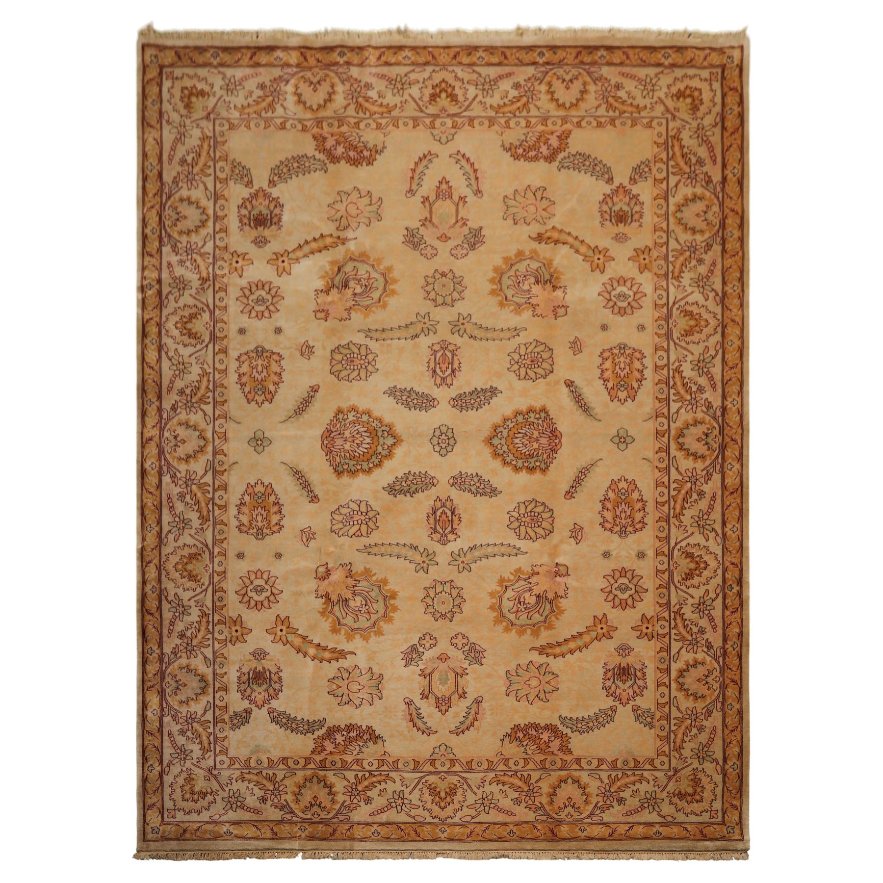 9x12 Beige, Celadon, Blush Color Hand Knotted Oushak New Zealand Wool Traditional Oriental Rug