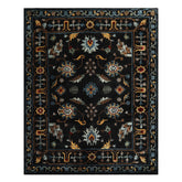 8x10 Charcoal, Blue, Aqua Color Hand Knotted Tibetan Wool Traditional Oriental Rug