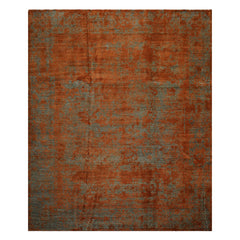 8x10 Teal, Orange, Color Hand Knotted Sherpa Wool Modern & Contemporary Oriental Rug