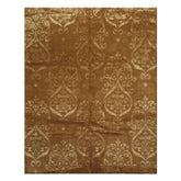 8x10 Tone on Tone Caramel, , Color Hand Loomed Tibetan Wool & Bamboo Silk Transitional Oriental Rug