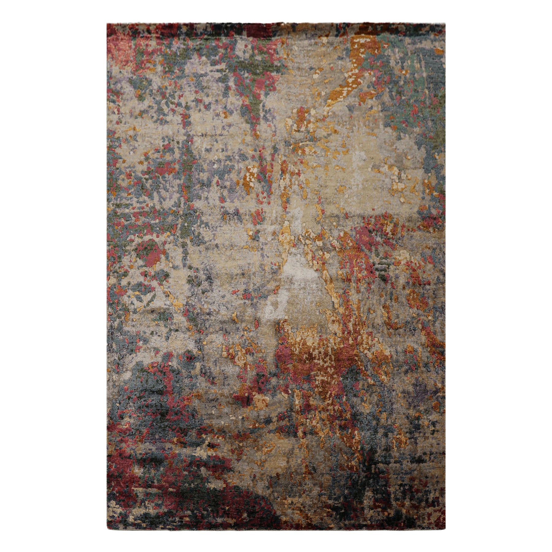 6x9 Gray, Lavender, Plum Color Hand Knotted Sherpa Bamboo Silk Modern Oriental Rug