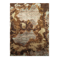 5x8 Brown, Blue, Teal Color Hand Knotted Sherpa Bamboo Silk & Wool Modern Oriental Rug