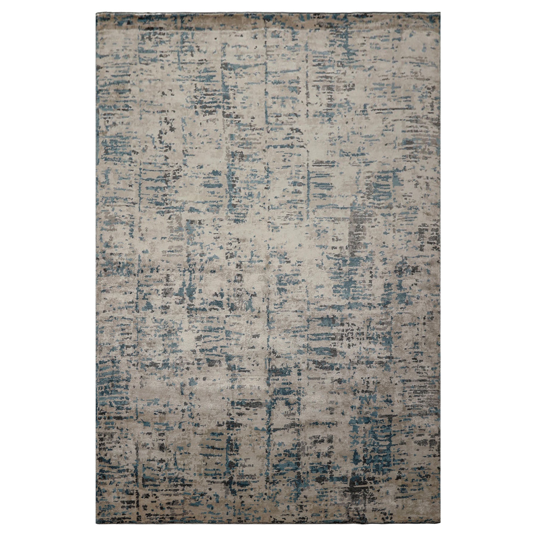 6x9 Ivory, Beige, Charcoal Color Hand Knotted Sherpa Bamboo Silk Modern Oriental Rug