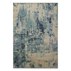 6x9 Beige, Mint, Blue Color Hand Knotted Oushak Wool Modern Oriental Rug