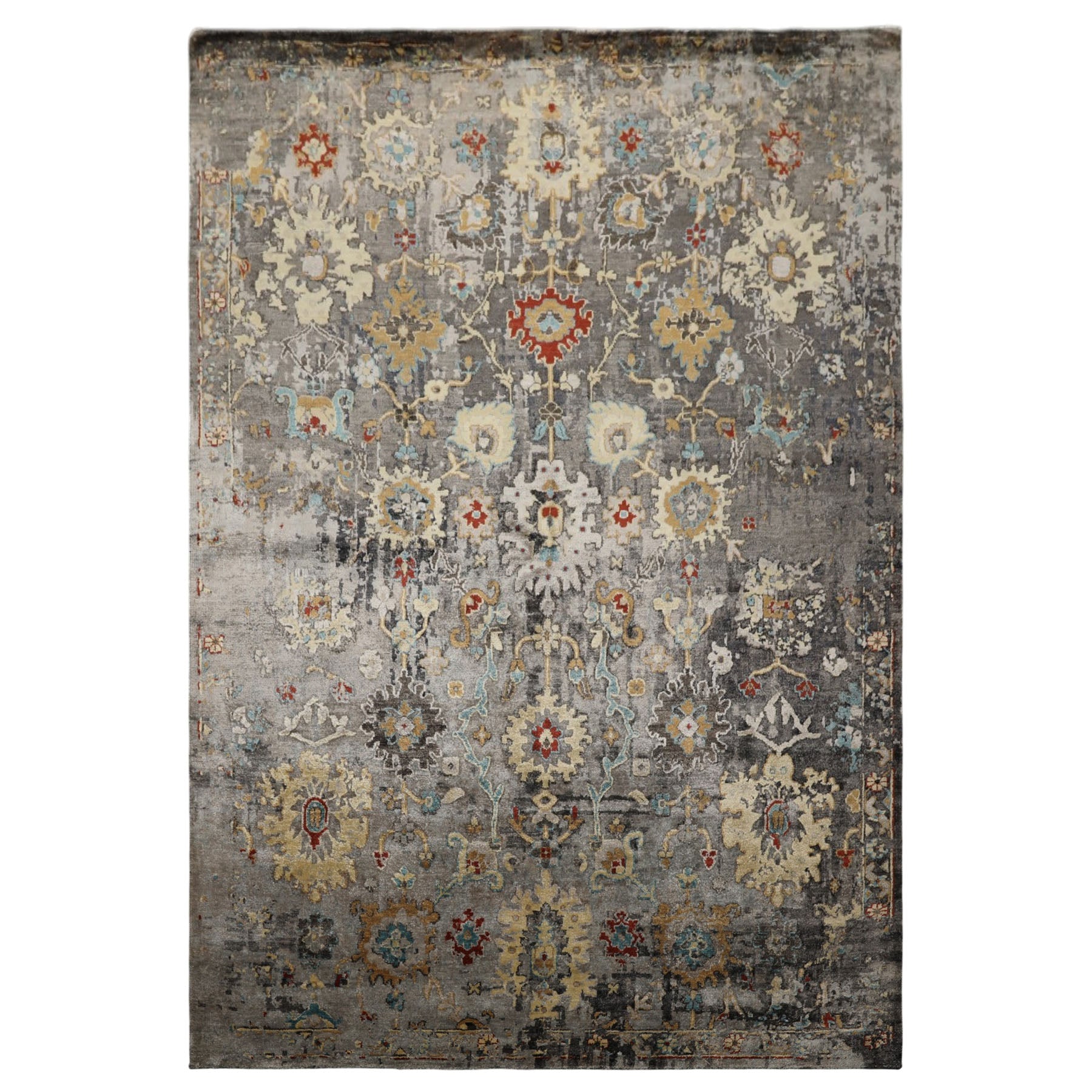 6x9 Taupe, Brown, Orange Color Hand Loomed Sherpa Bamboo Silk Traditional Oriental Rug