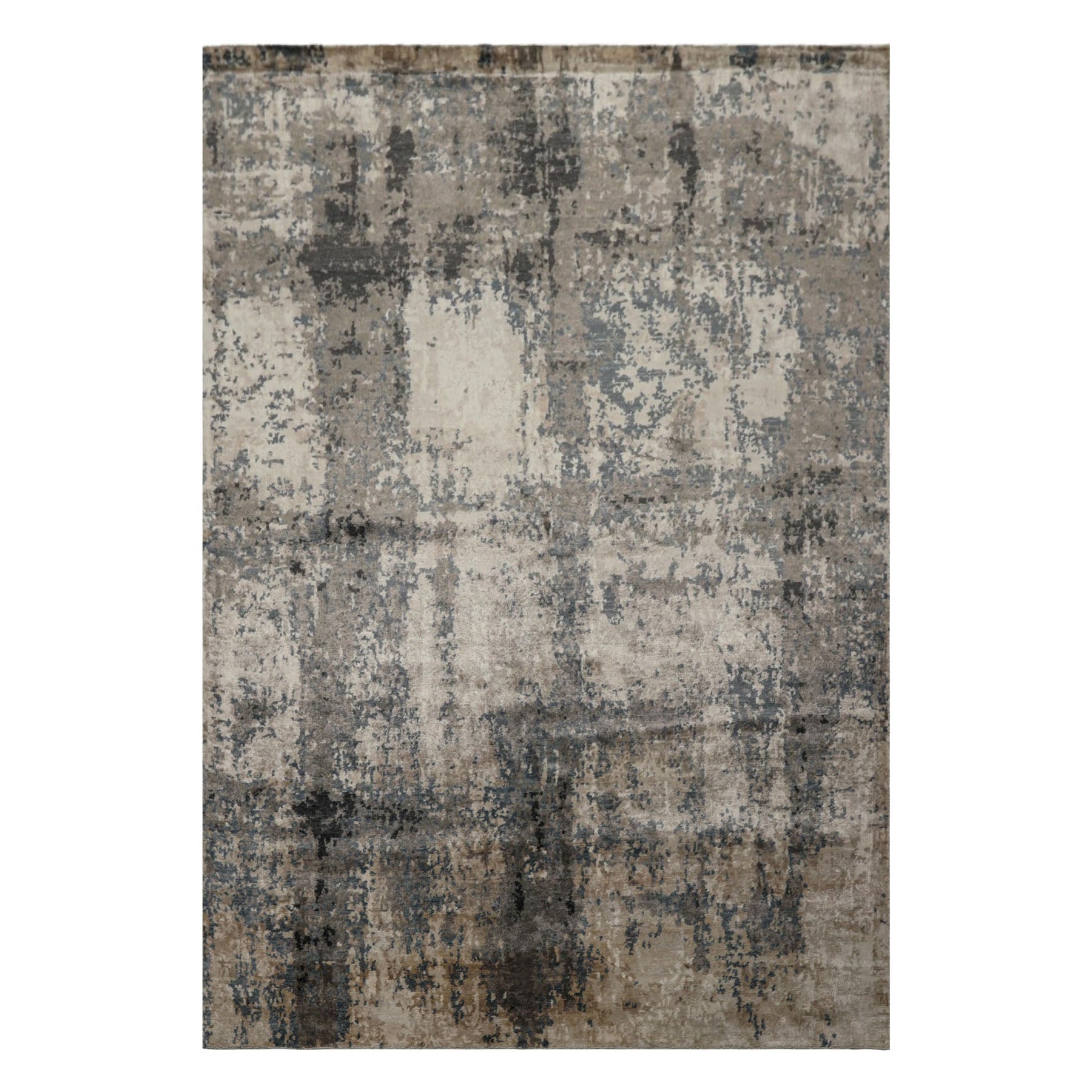 6x9 Beige, Taupe, Blue Color Hand Knotted Sherpa Bamboo Silk Modern Oriental Rug