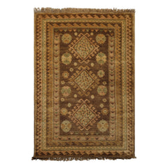 5x8 Brown, Beige, Tan Color Hand Knotted Oushak Wool Traditional Oriental Rug