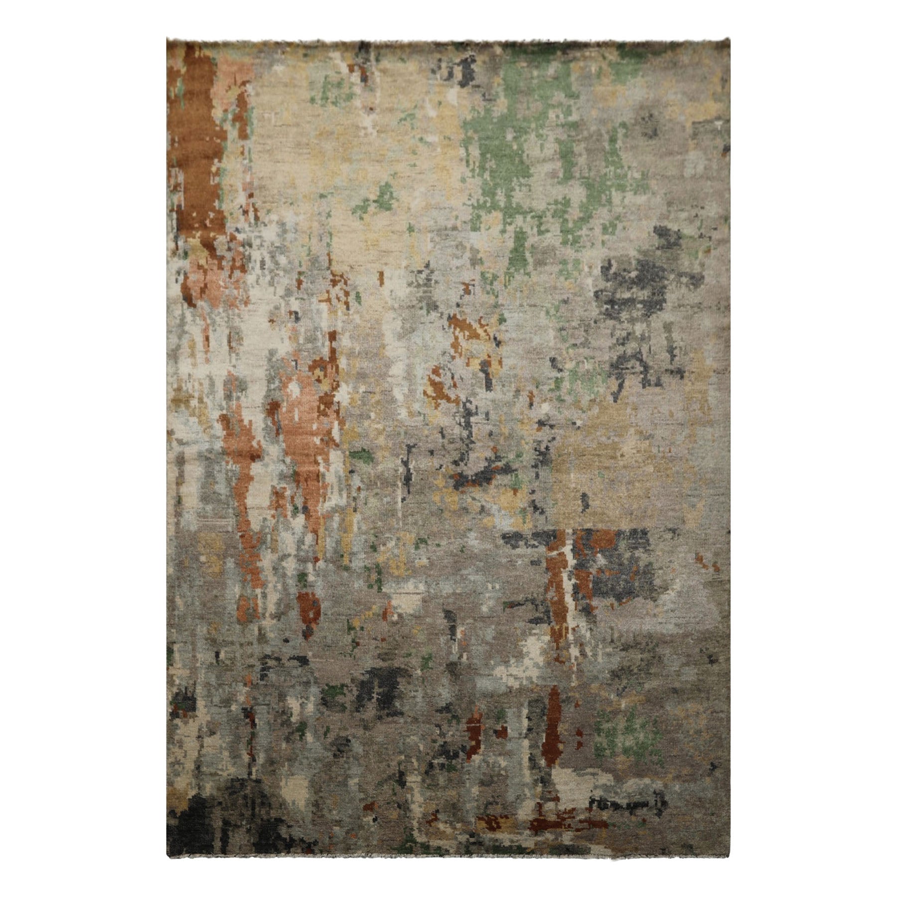 6x9 Gray, Taupe, Brown Color Hand Knotted Sherpa Wool Modern Oriental Rug