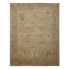 6x9 Beige, Brown, Slate Color Hand Knotted Oushak Wool Traditional Oriental Rug