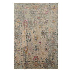 6x9 Taupe, Beige, Gray Color Hand Knotted Sherpa Wool & Bamboo Silk Oriental Rug