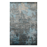 6x9 Teal, Blue, Gray Color Hand Knotted Sherpa Wool / Bamboo Silk Oriental Rug