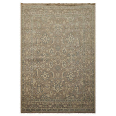6x9 Taupe, Slate, Beige Color Hand Knotted Oushak Wool Traditional Oriental Rug