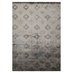 6x9 Silver, Gray, Tan Color Hand Knotted Tibetan Bamboo Silk Modern Oriental Rug