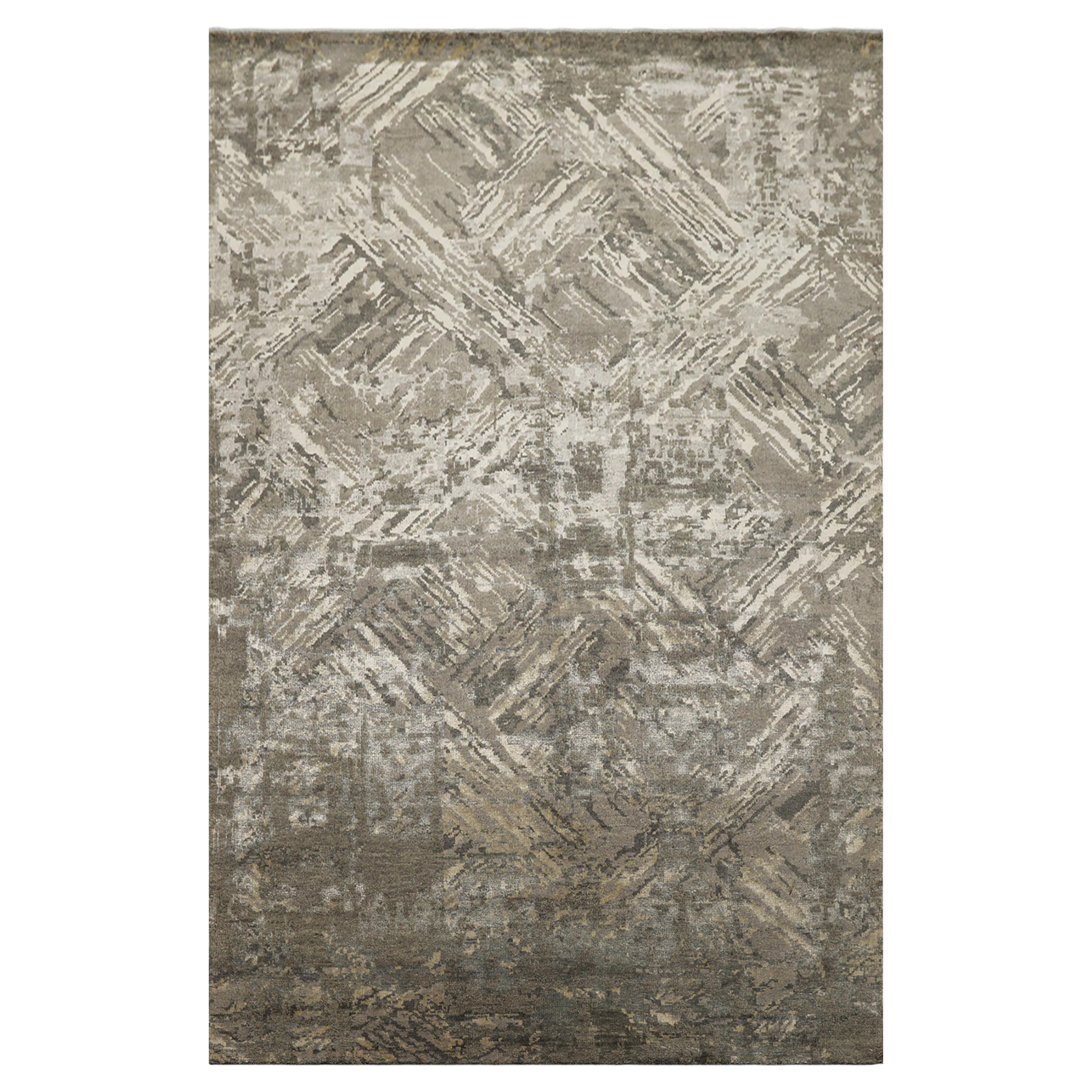 6x9 Gray, Beige, Multi Color Hand Loomed Sherpa Wool & Bamboo Silk Modern Oriental Rug