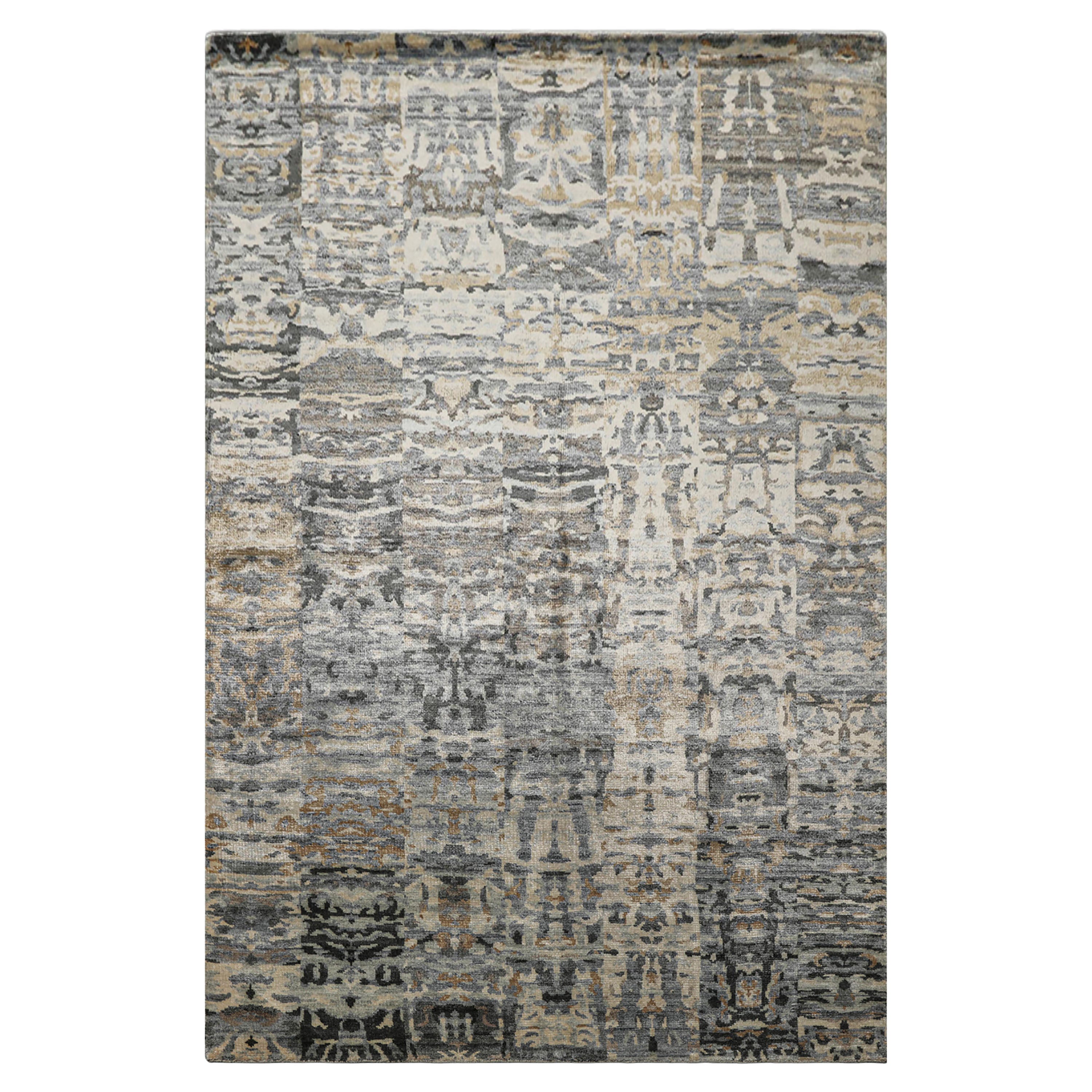 6x9 Gray, Beige, Slate Color Hand Loomed Sherpa Bamboo Silk Modern Oriental Rug