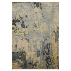 6x9 Beige, Gray, Gold Color Hand Knotted Oushak Wool Modern Oriental Rug