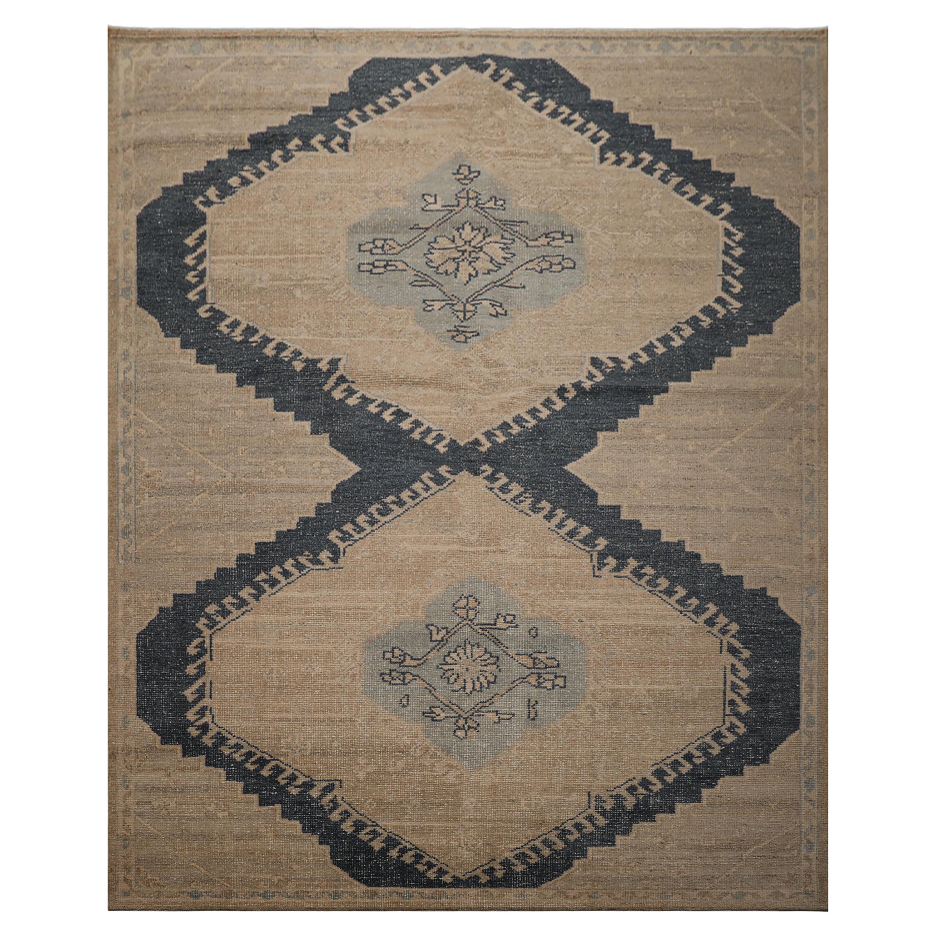 8x10 Beige, Taupe, Brown Color Hand Knotted Oushak Wool Traditional Oriental Rug