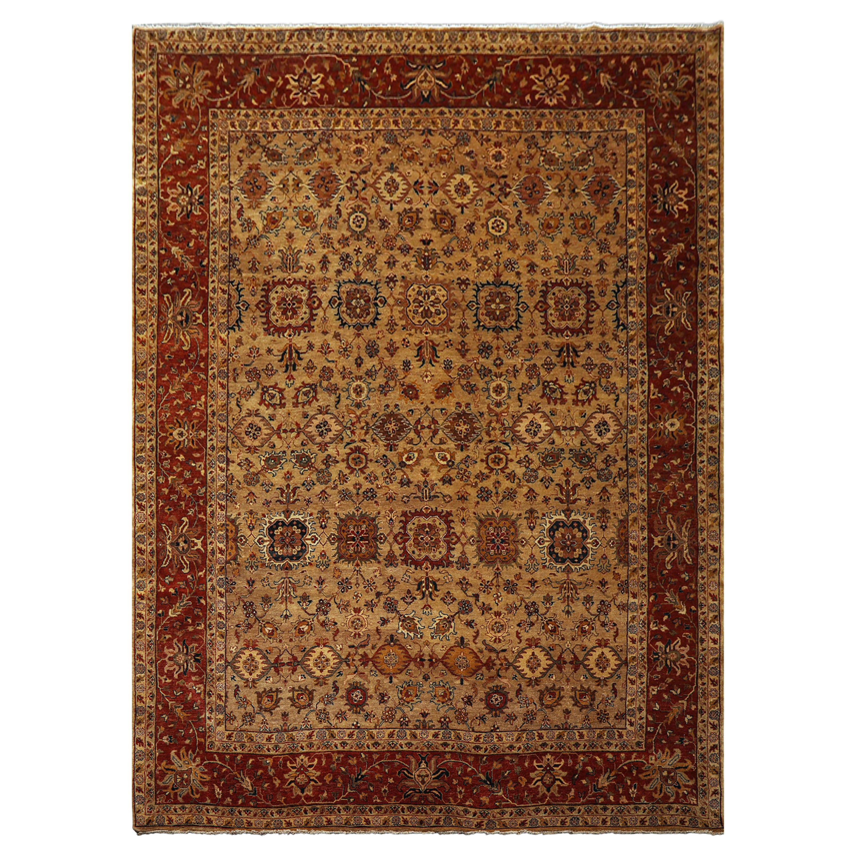 9x12 Brown, Rust, Beige Color Hand Knotted Agra Wool Traditional Oriental Rug