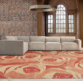 8x10 Red, Gold, Rust Color Hand Knotted Floral Wool & Silk Modern Oriental Rug