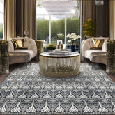 9x12 Gray, Blue, Ivory Multi Color Hand Knotted All-Over 100% Wool Transitional Oriental Rug