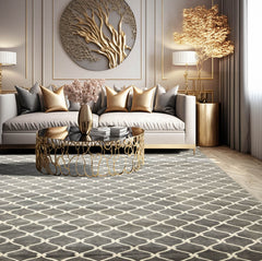 8x10 Gray, , Color Hand Knotted All-Over 100% Wool Modern Oriental Rug
