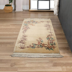 4x6 Beige, Eggplant, Pink Color Hand Woven Oriental Rug Wool Traditional Oriental Rug