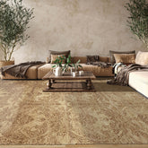 8x10 Brown, Brown, Color Hand Knotted All-Over 100% Wool Modern Oriental Rug