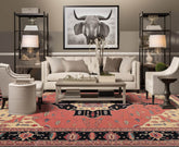 9x12 Rose, Midnight Blue, Ivory Color Hand Knotted Medallion 100% Wool Traditional-Persian/Oriental Oriental Rug