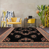 8x10 Black, Aqua, Beige Color Hand Knotted Oriental 100% Wool Traditional-Persian/Oriental Oriental Rug