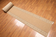Runner Tan, Beige, Black Color Machine Made All-Over 100% Wool Traditional Oriental Rug