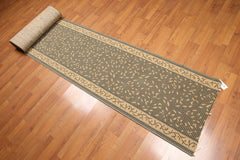 Runner Olive, Light Gold, Green Color Machine Made All-Over 100% Wool Traditional Oriental Rug