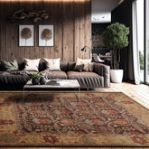 9x12 Brown Beige Grey Color Hand Tufted All-Over 100% Wool Traditional Oriental Rug