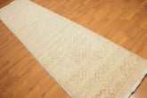 Runner Gray, Light Blue, Brown Color Hand Knotted All-Over 100 % Solution Dyed Fiber||Wool Traditional Oriental Rug