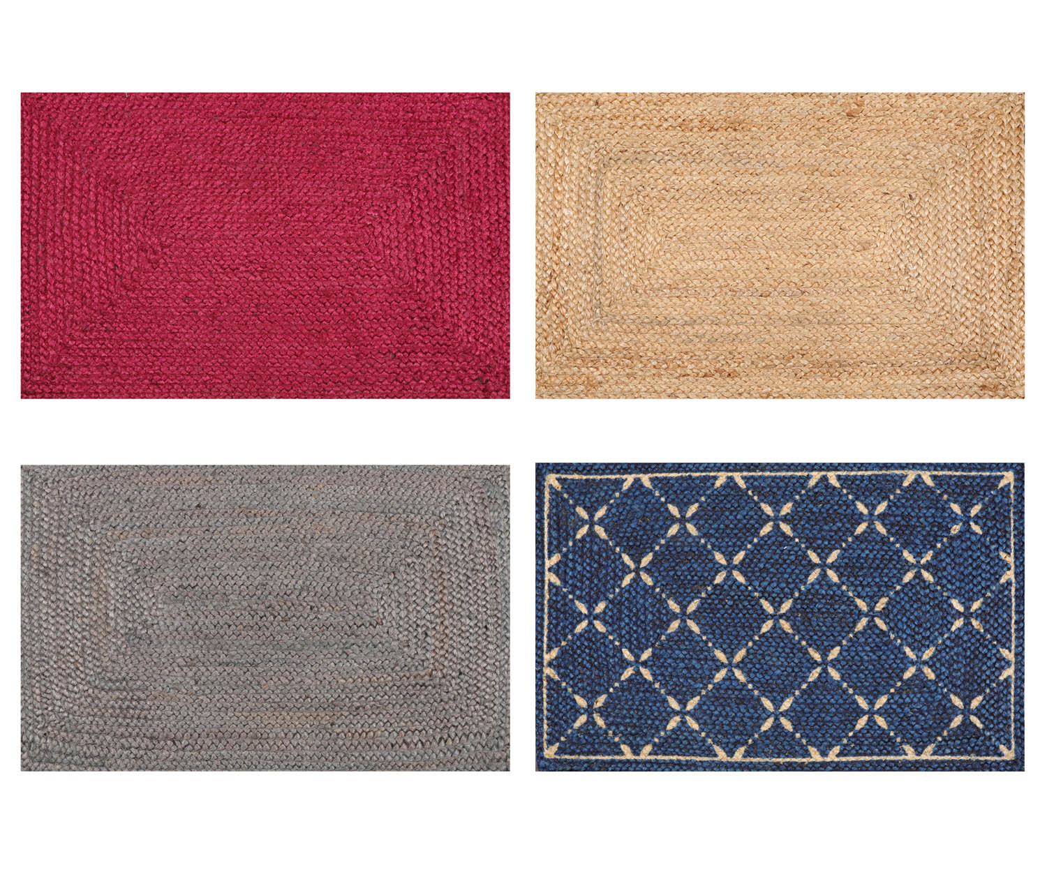 2x3 Multi, , Color Hand Braided Geometric Jute||Natural Fiber Natural Fibers Oriental Rug