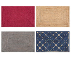 2x3 Multi, , Color Hand Braided Geometric Jute||Natural Fiber Natural Fibers Oriental Rug