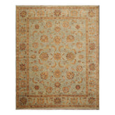8x10 Aqua, Tan, Rust Color Hand Knotted All-Over 100% Wool Traditional-Persian/Oriental Oriental Rug